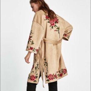 Zara Faux Suede Kimono Cardigan